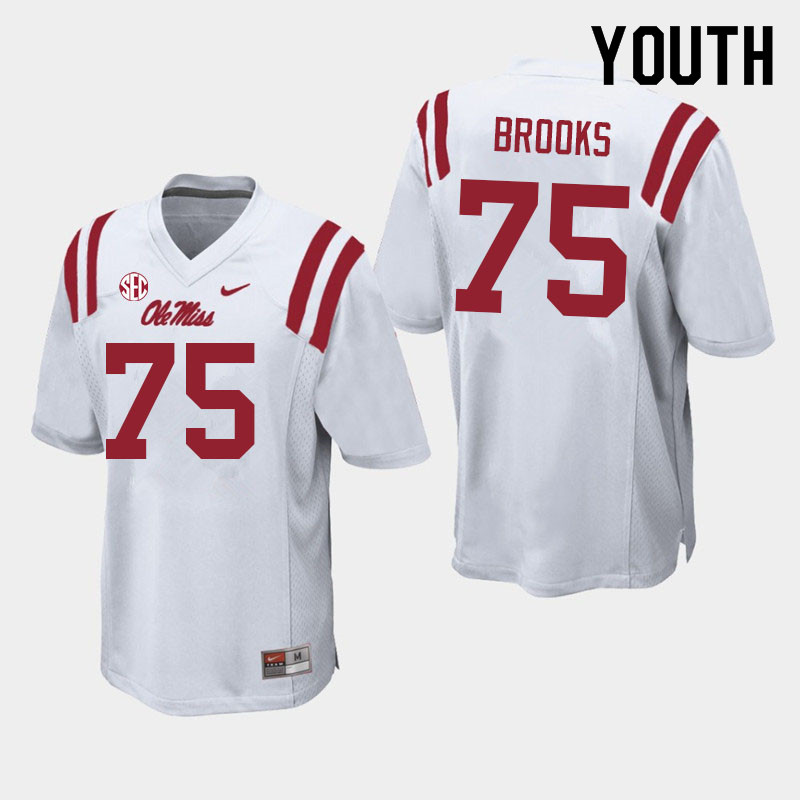 Mason Brooks Ole Miss Rebels NCAA Youth White #75 Stitched Limited College Football Jersey OYP2558CT